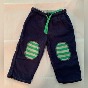 Baby Boden boys reversible pants. Navy, green stripes, back pocket. 6-12 months